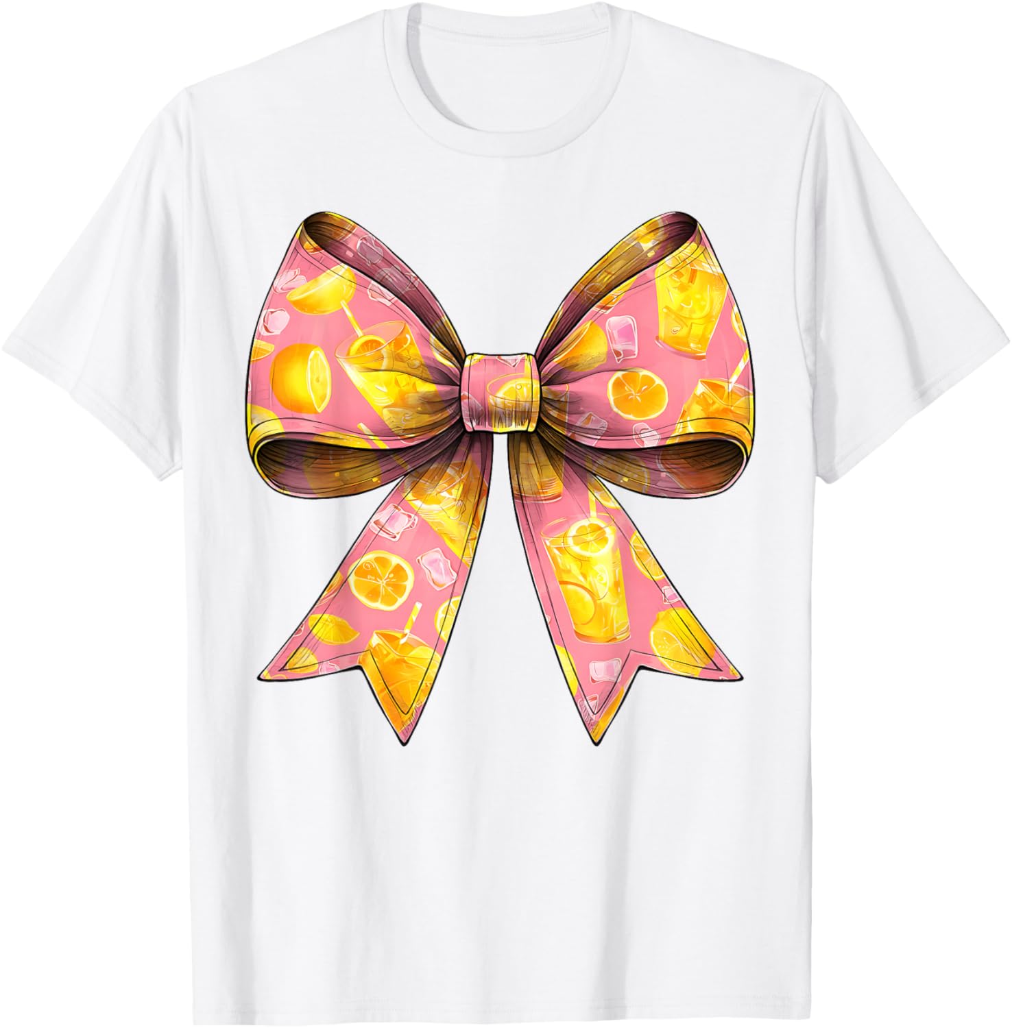 Coquette Bow Lemonade Stand Lemon Juice Pattern Girl Mom T-Shirt - T-Shirt | White