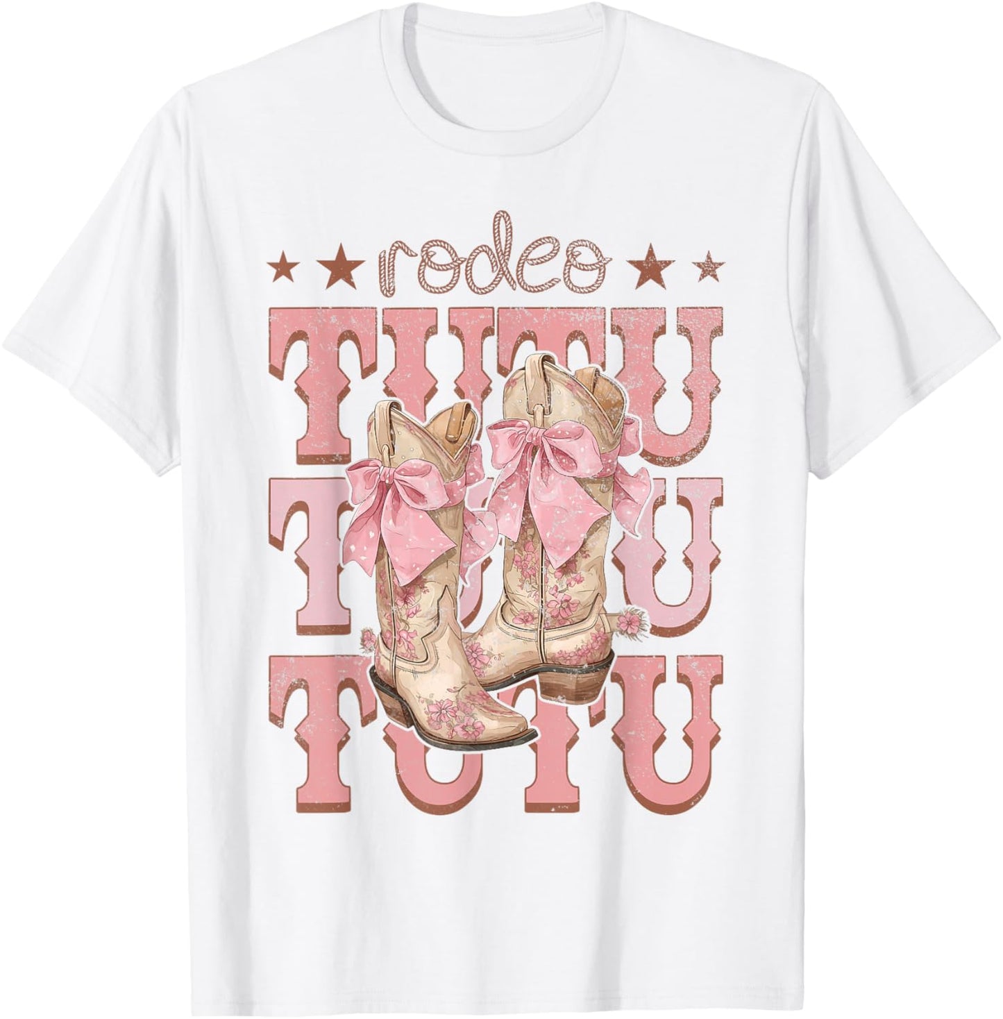 Rodeo Tutu Pink Boots Coquette Cow-Girl Birthday Party T-Shirt - T-Shirt | White