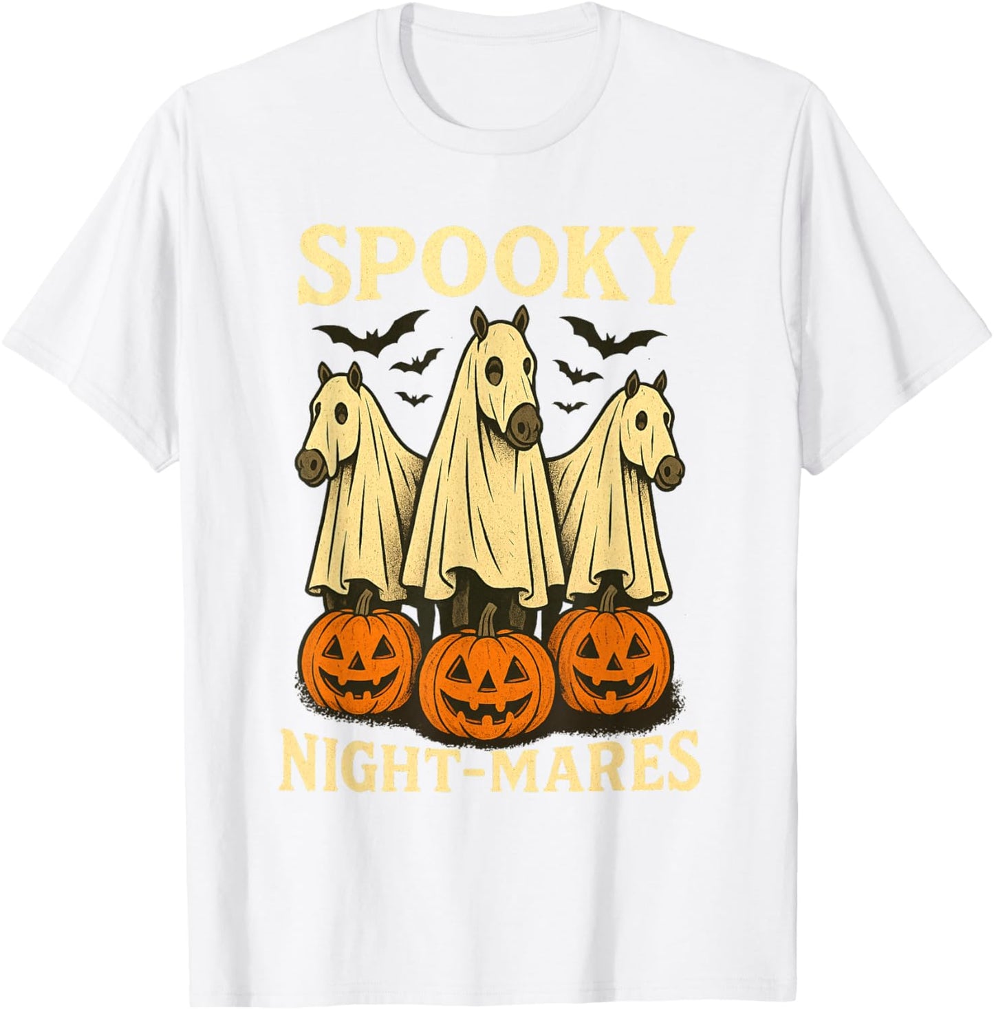 Spooky Night-Mares Halloween Horse Ghost Funny Spooky Season T-Shirt - T-Shirt | White