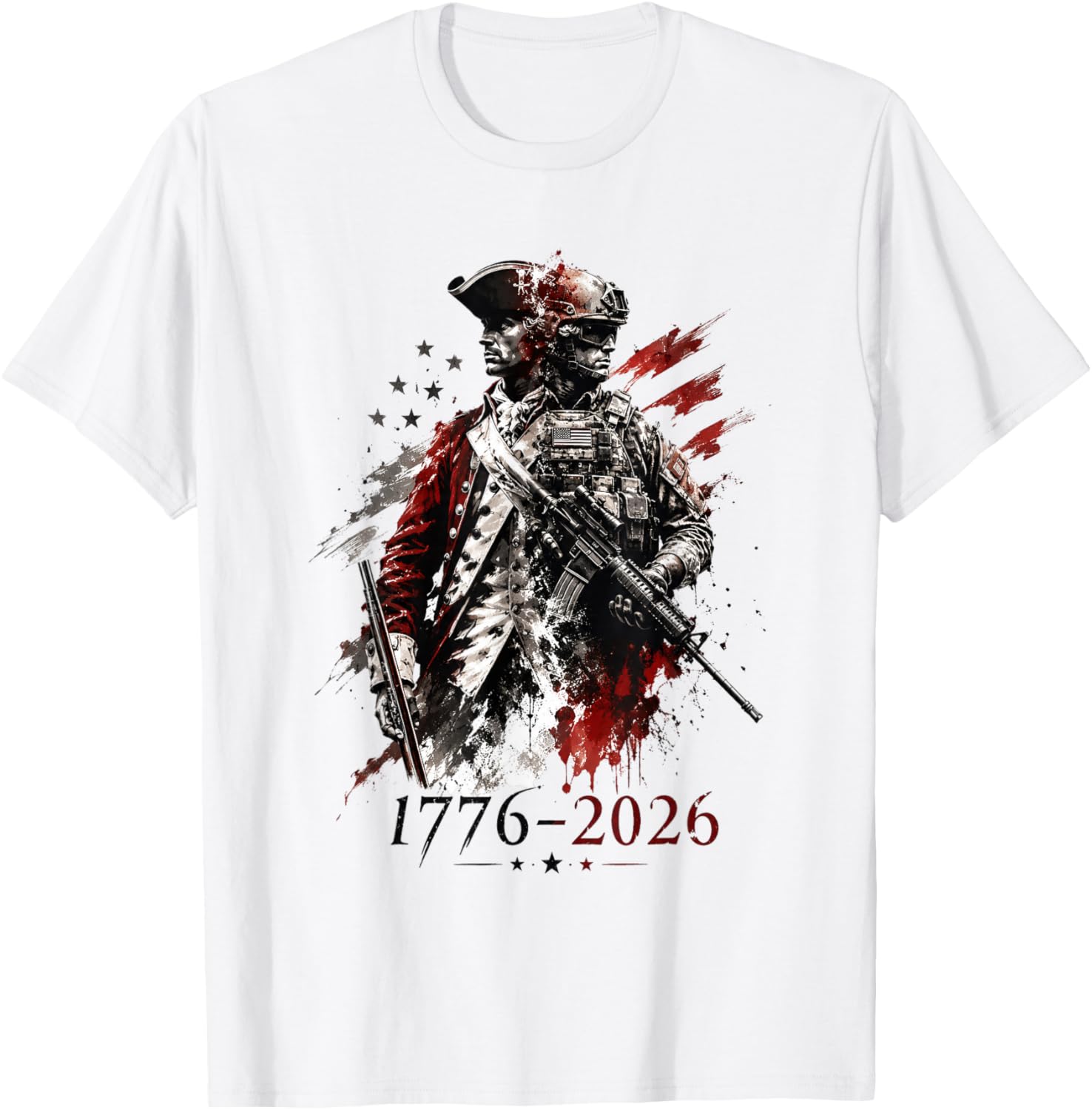 1776-2026 Patriotic Soldier 250th Anniversary 4th July T-Shirt - T-Shirt | White