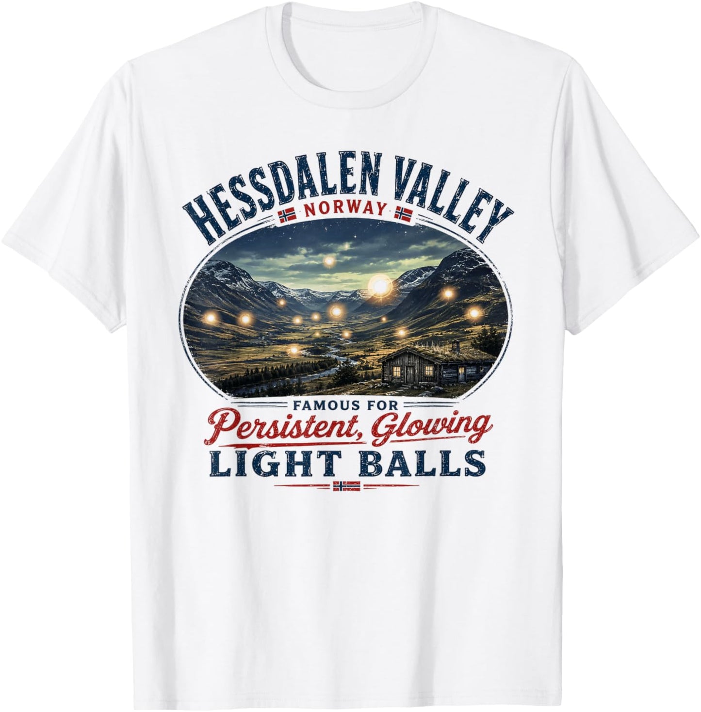 Hessdalen Valley Norway - Vintage Glowing Light Balls UFO T-Shirt - T-Shirt | White