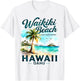 Waikiki Beach Hawaii Oahu Sand Surf Sunshine Art T-Shirt - T-Shirt | White