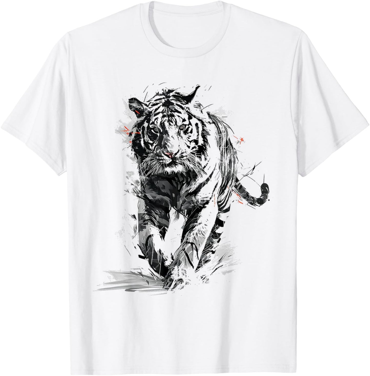 Tiger Animal Print Zoo Drawing Artwork Abstract Tiger T-Shirt - T-Shirt | White