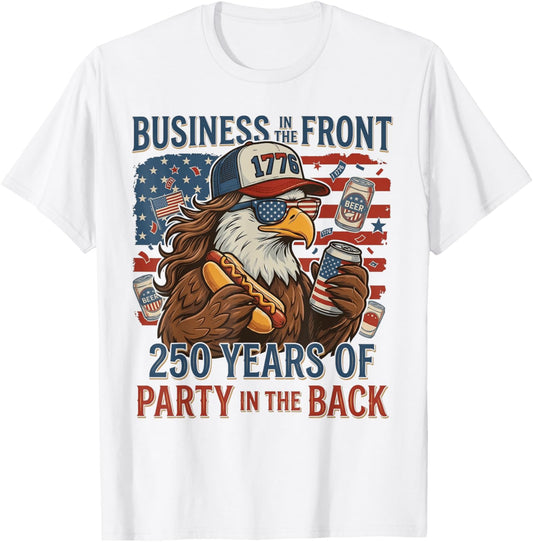 Funny Eagle Mullet Business in The Front Party in The Back T-Shirt - T-Shirt | White