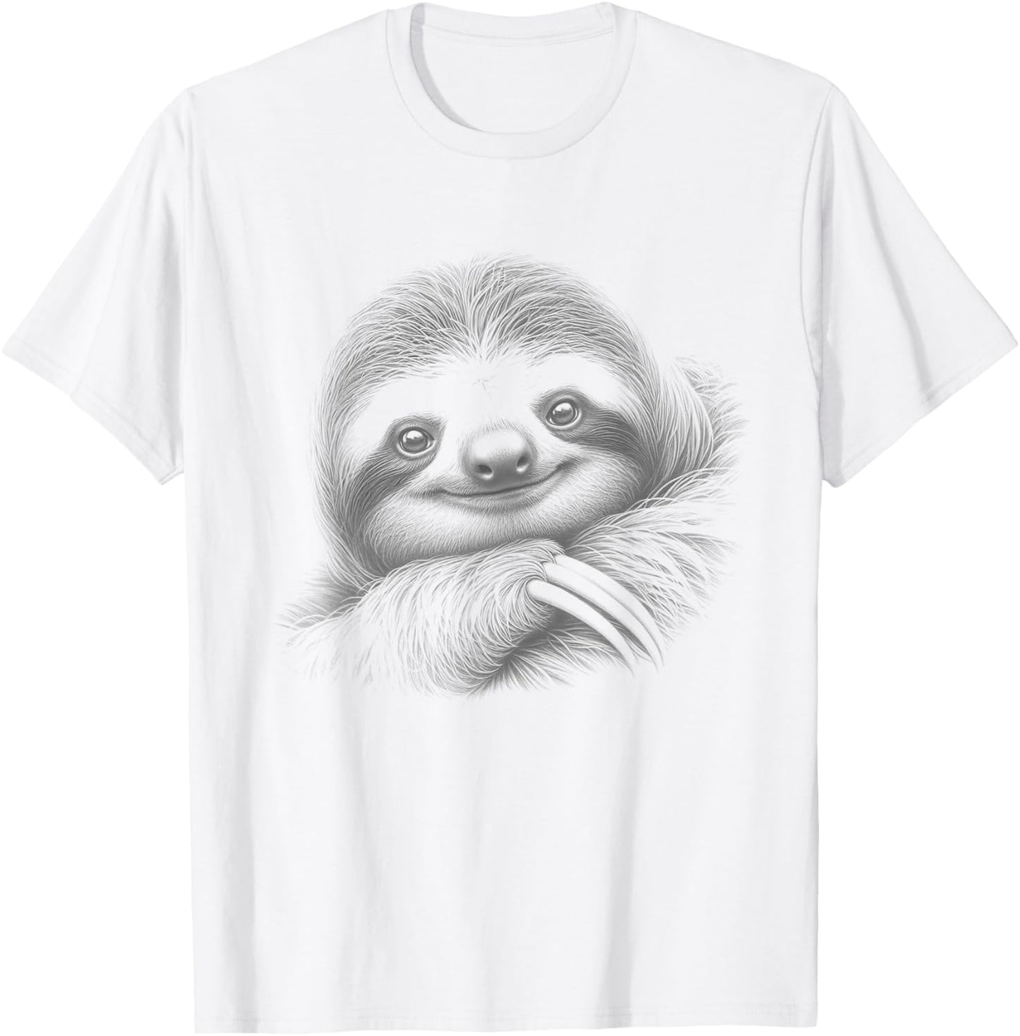 Vintage Sloth Drawing Art Design T-Shirt - T-Shirt | White