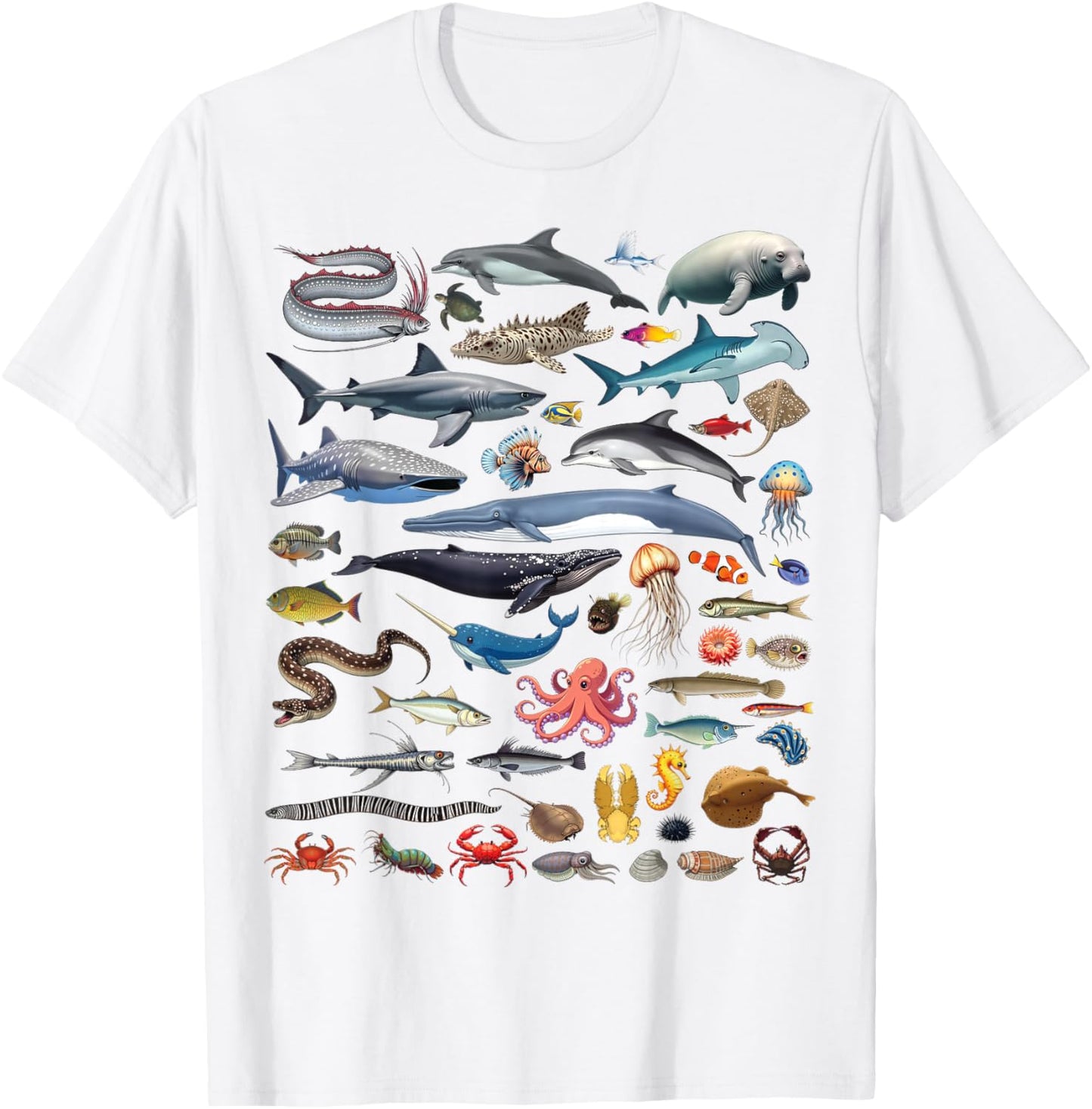 Ocean Creatures Collection Marine Life Sea Animals T-Shirt - T-Shirt | White