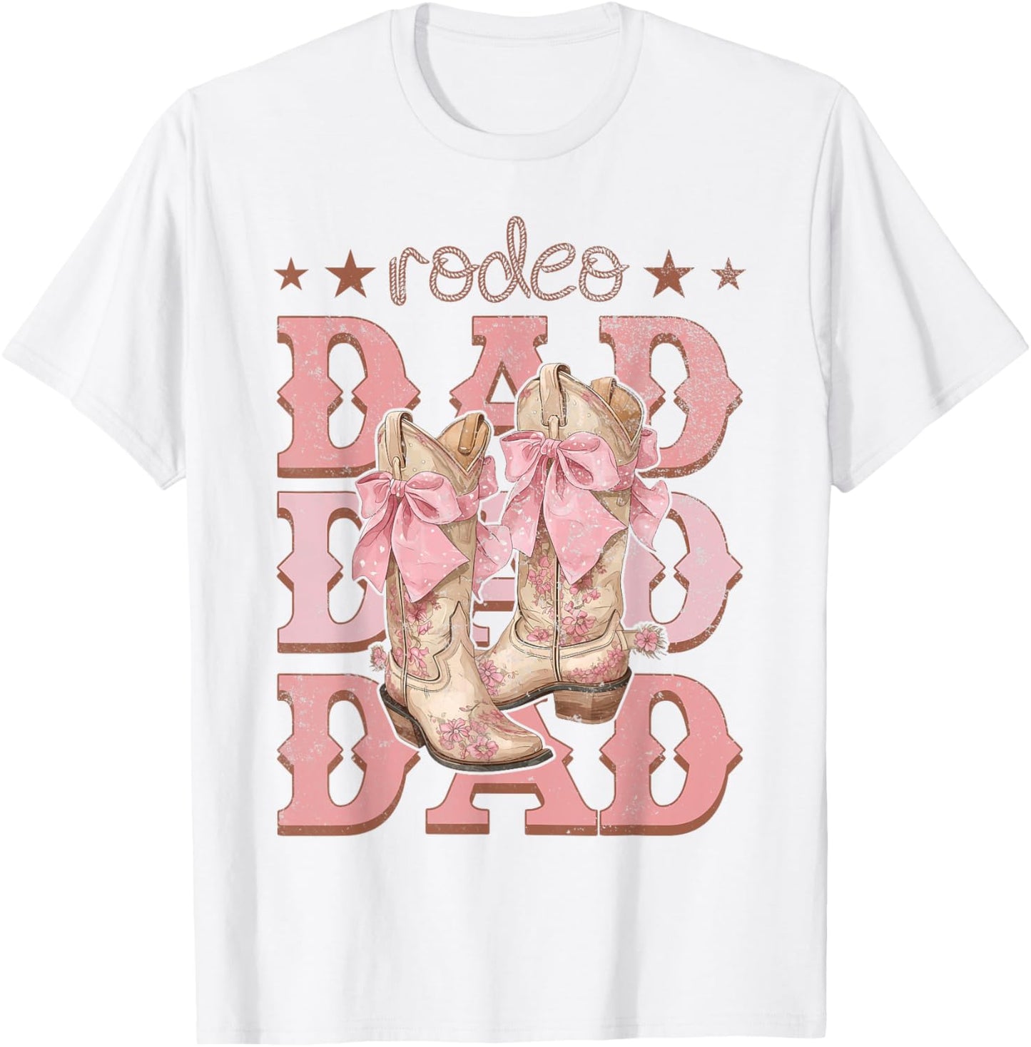 Rodeo Dad Pink Boots Coquette Cow-Girl Birthday Party T-Shirt - T-Shirt | White