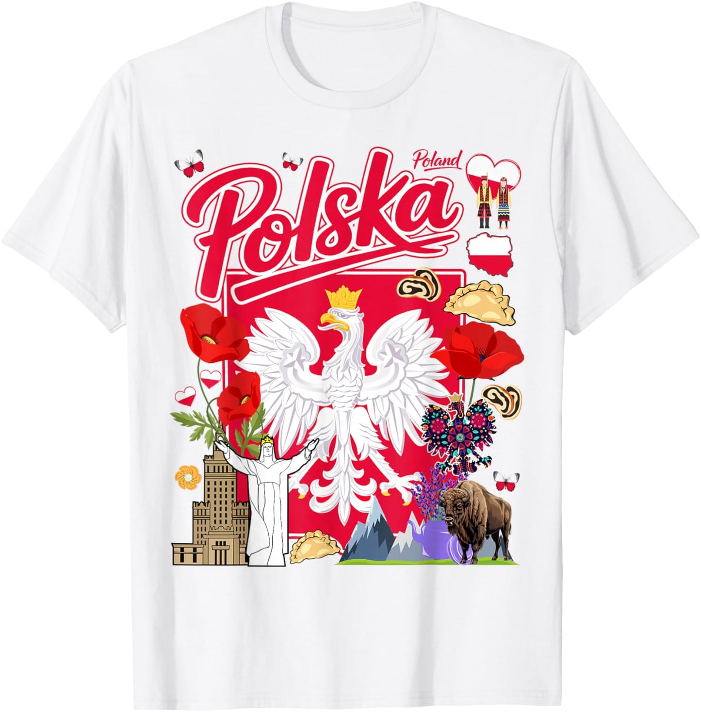 Polish Flag Polska Outfit Idea for Woman Folk Theme Polish T-Shirt - T-Shirt | White