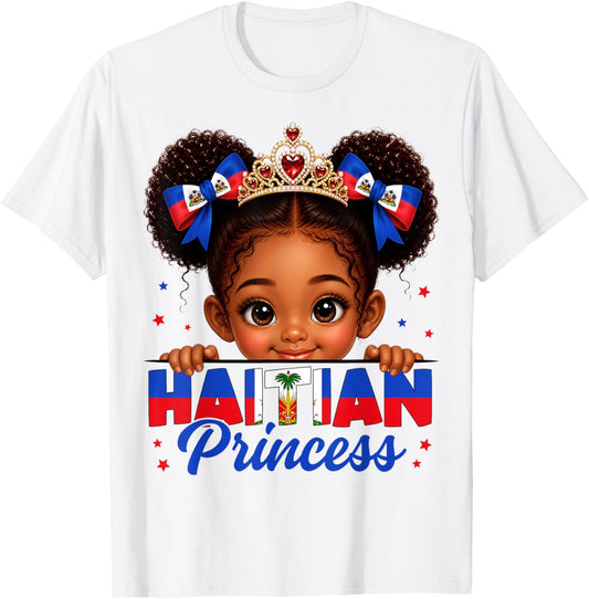 Haitian Princess Haiti Flag Day Melanin Girls Kids Toddlers T-Shirt - T-Shirt | White