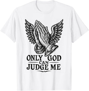 Tatouage Chicano Only God Can Judge Me Prayer Hands Colombes T-Shirt - T-Shirt | White