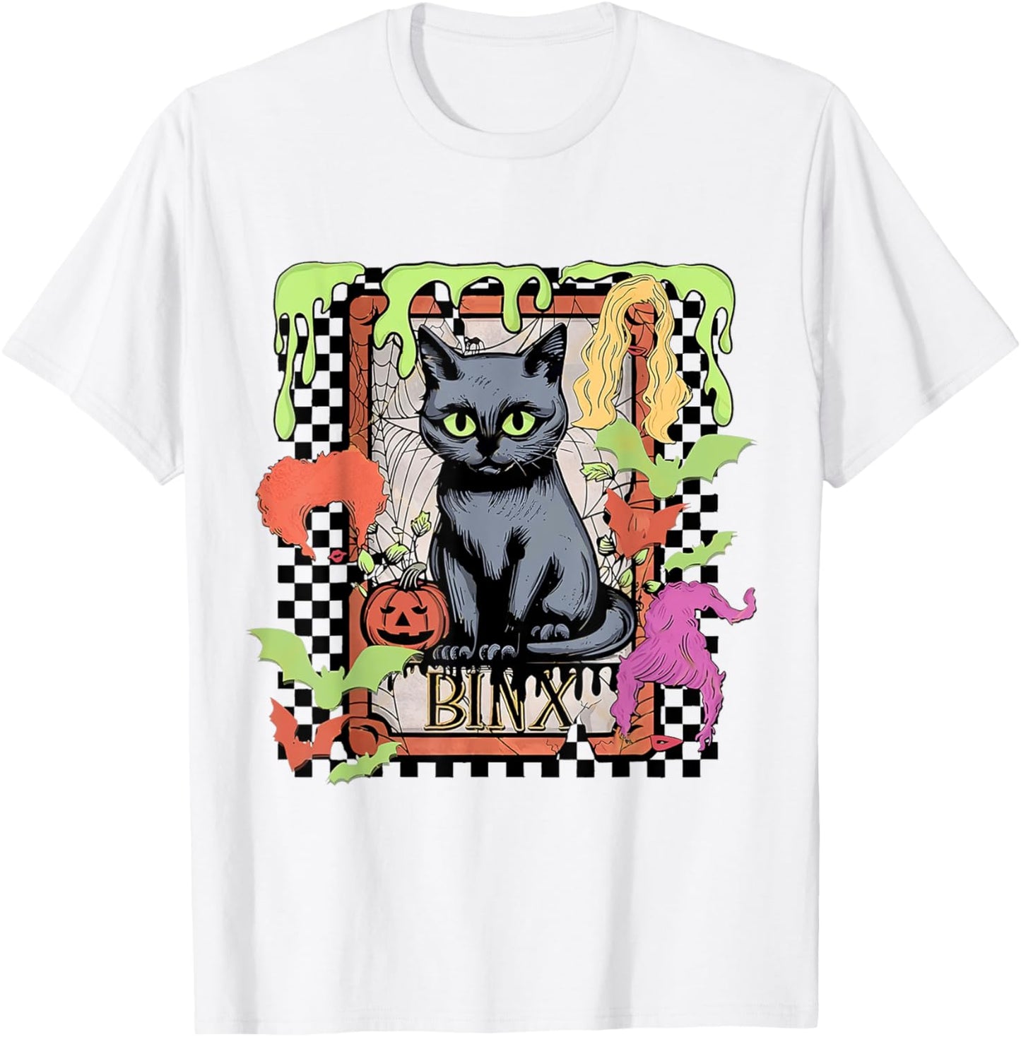 Black Cat Witch Binx Halloween Women Kids T-Shirt - T-Shirt | White