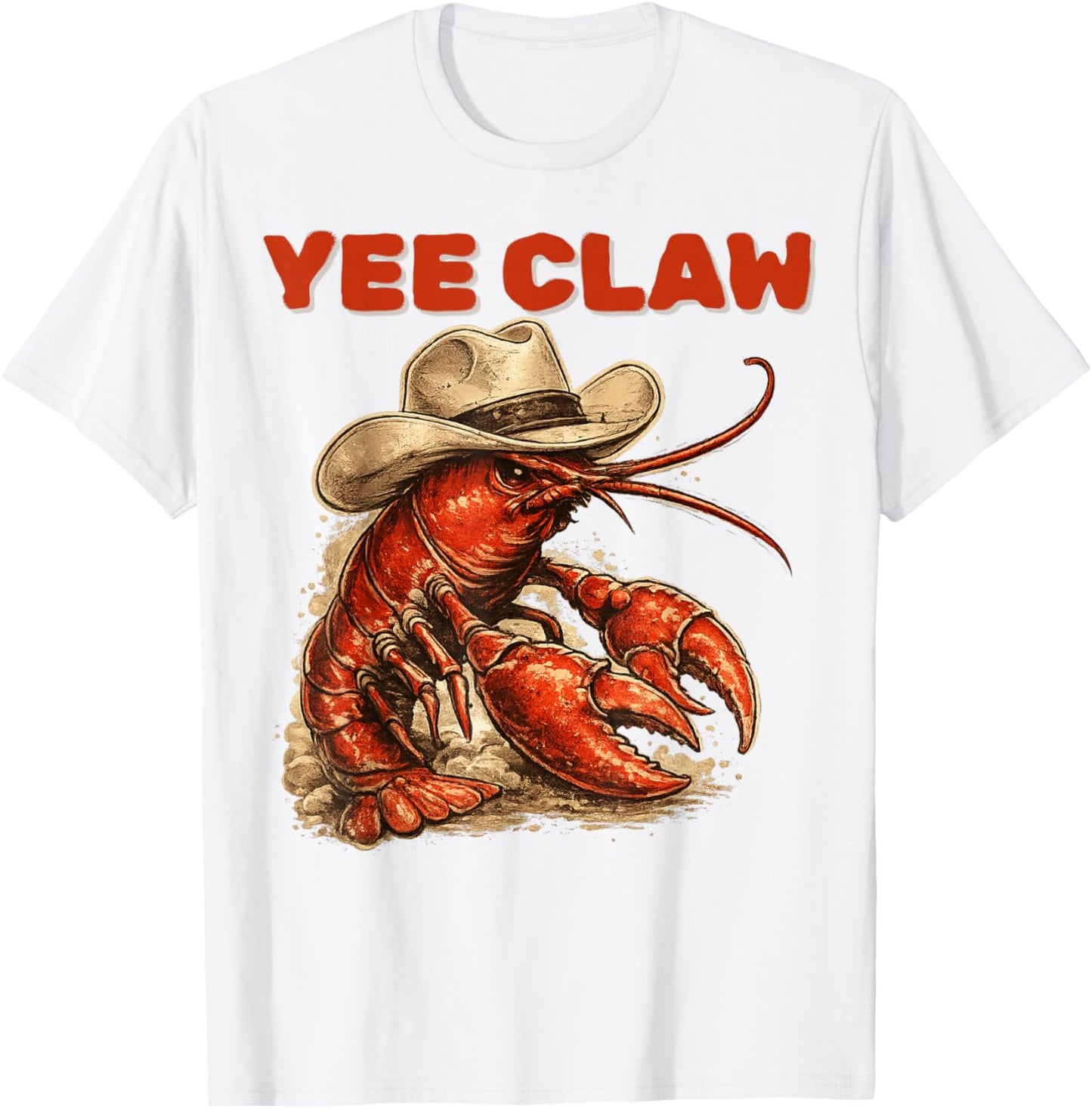 Lobster Cowboy Trendy Yee Claw Funny Lobster Western Beach T-Shirt - T-Shirt | White