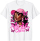 Black Afro Women Butterflies Breast Cancer Awareness Support T-Shirt - T-Shirt | White