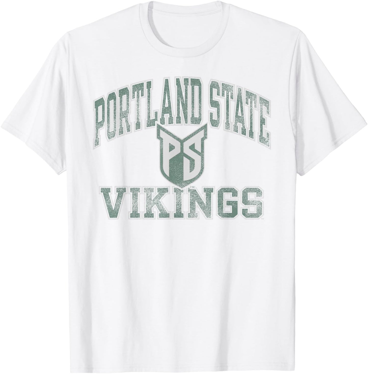 Portland State Vikings Vintage Worn Gray Officially Licensed T-Shirt - T-Shirt | White