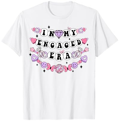 In My Engaged Era Disco Friendship Bracelet Mrs Fiance Bride T-Shirt - T-Shirt | White