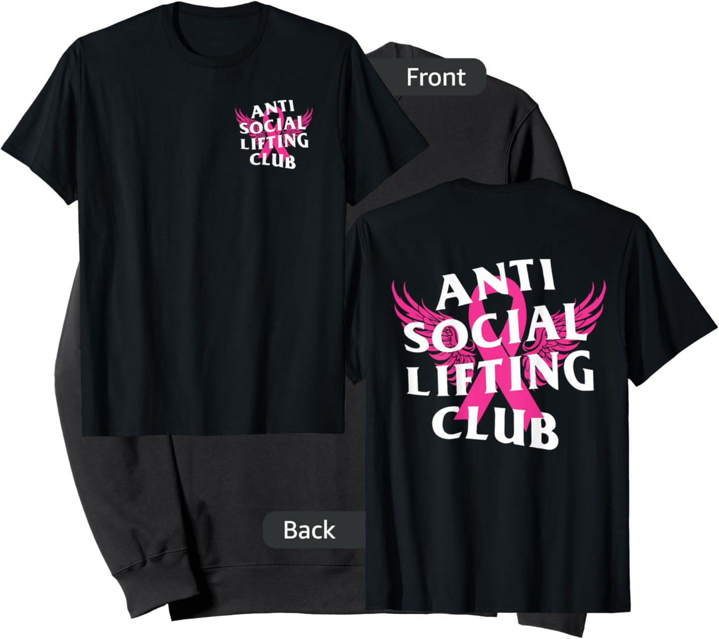 Anti Social Lifting Club: Breast Cancer Sweatshirt - Sweatshirt | Black