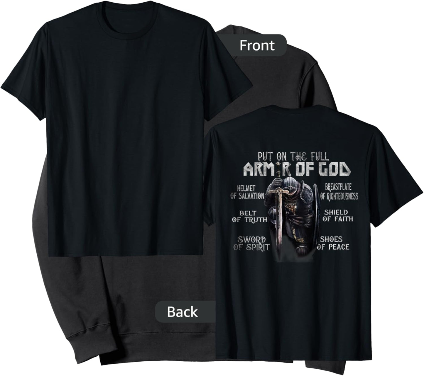 Put On The Full Armor Of God, Bible Verse Religious (Back) Sweatshirt - Sweatshirt | Black