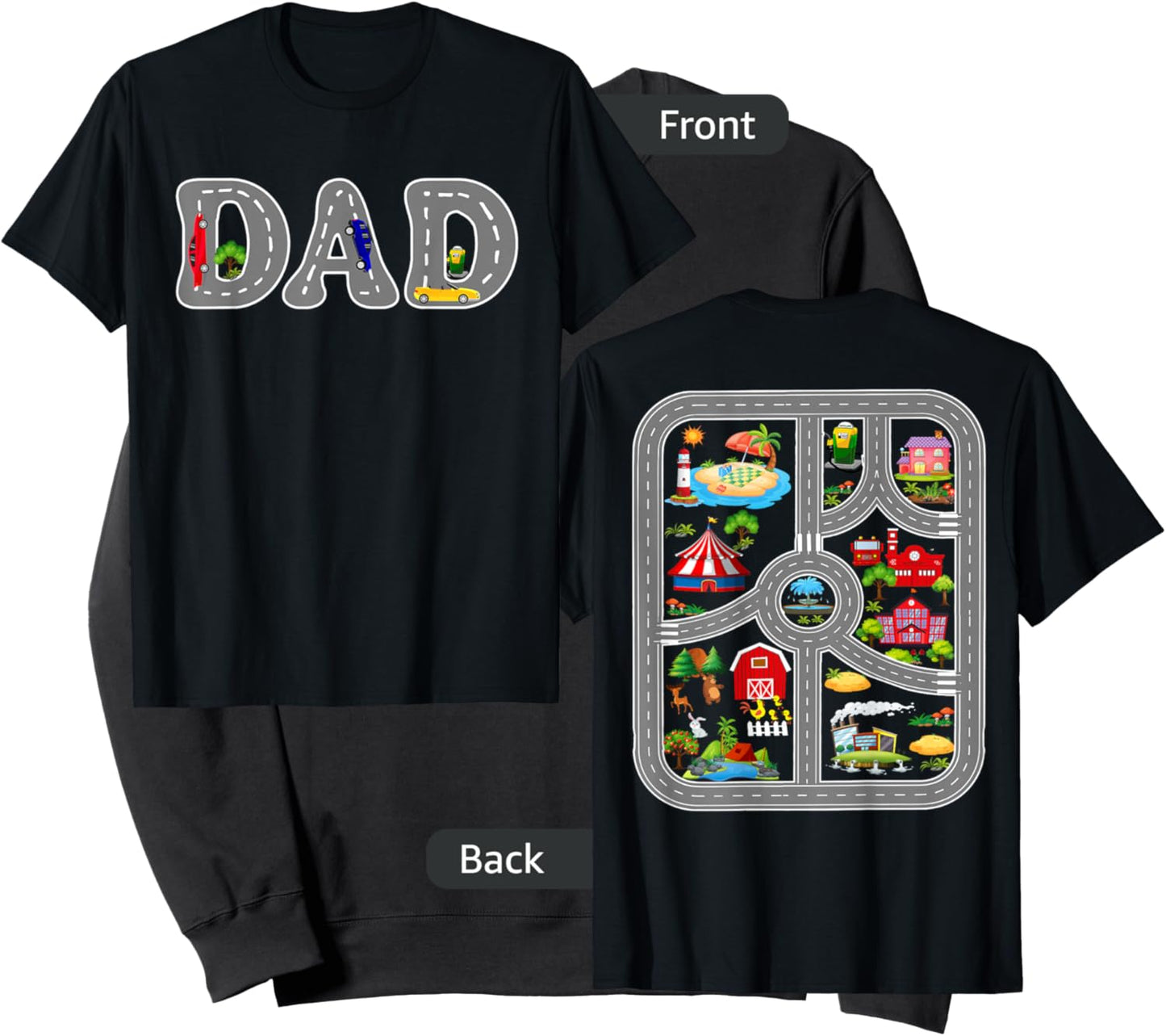 Play Cars On Dad's Back Mat Road Car Race Track (Two Side) Sweatshirt - Sweatshirt | Black