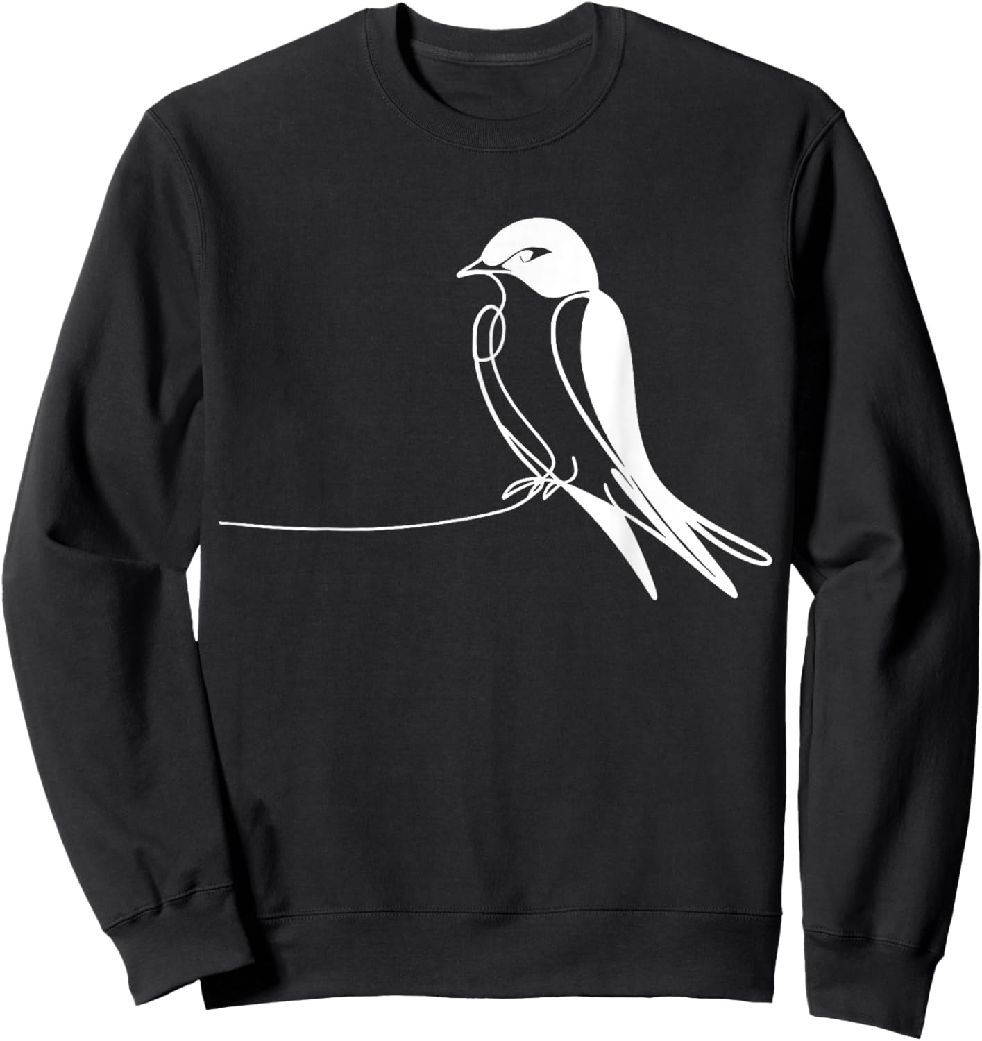 Line Art Bird & Ornithologist Purple Martin Sweatshirt - Sweatshirt | Black