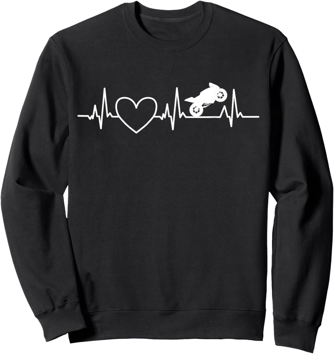 Motorcycle Heartbeat Design Women Funny Biker Riding Sweatshirt - Sweatshirt | Black