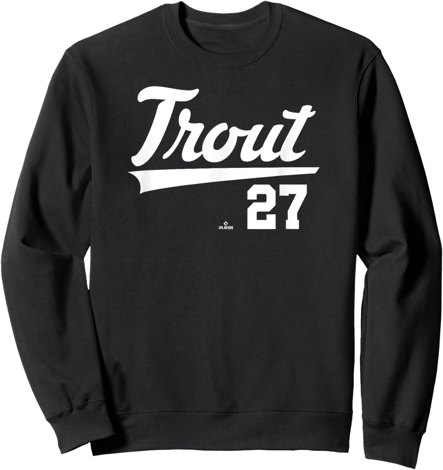 Player Name Swoosh Mike Trout Los Angeles Baseball MLBPA Sweatshirt - Sweatshirt | Black