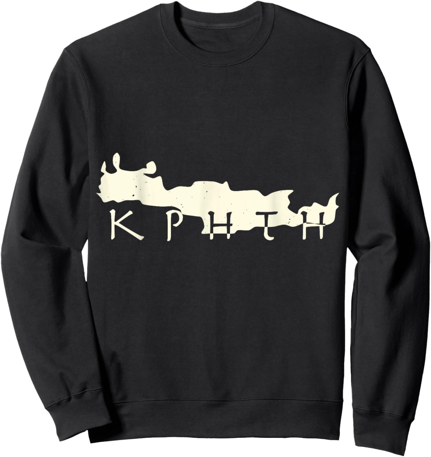 Crete Island Outline Cretan Script Sweatshirt - Sweatshirt | Black
