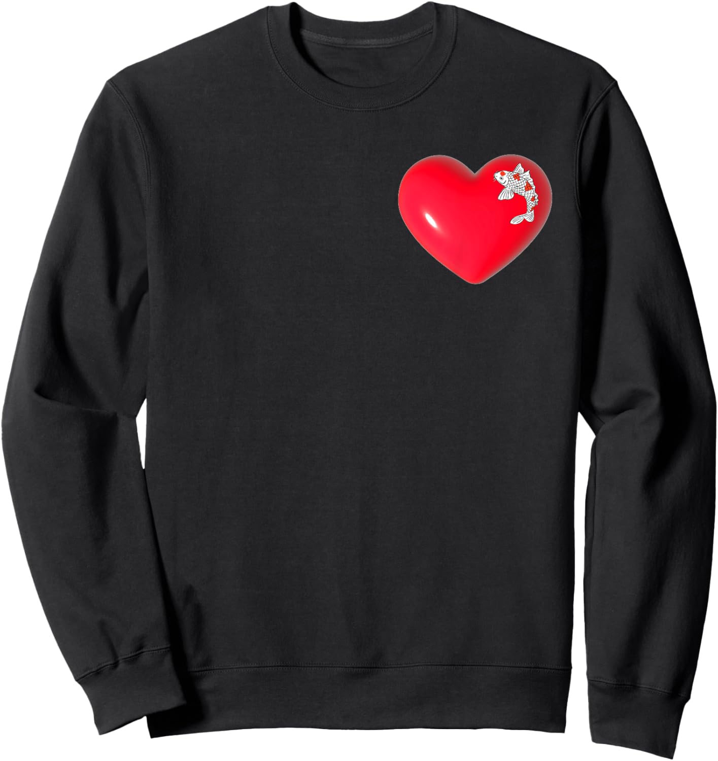 Kuhaku Koi in a Red Bubble Love Heart Design Sweatshirt - Sweatshirt | Black
