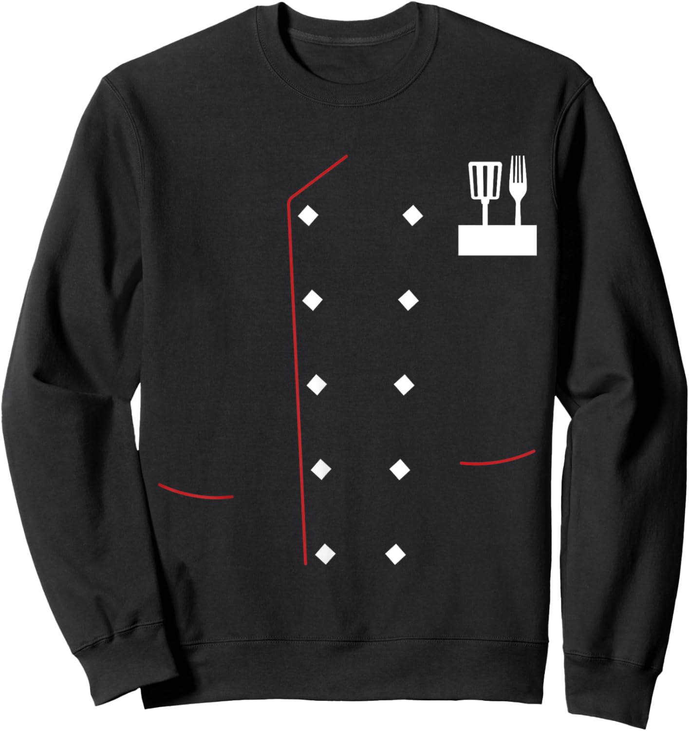 Chef Uniform Jacket Faux Cook Chef Master Cooking Costume , black, S Sweatshirt - Sweatshirt | Black