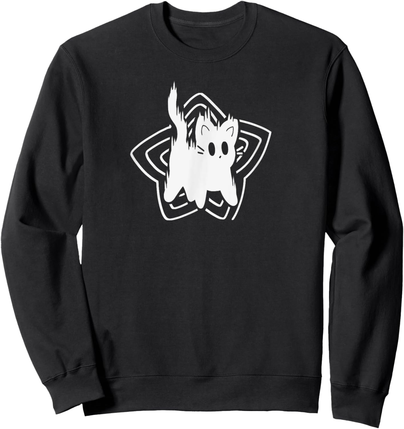 90s Y2K Cute Scary Scared Cat Tomcat Women Kids Sweatshirt - Sweatshirt | Black
