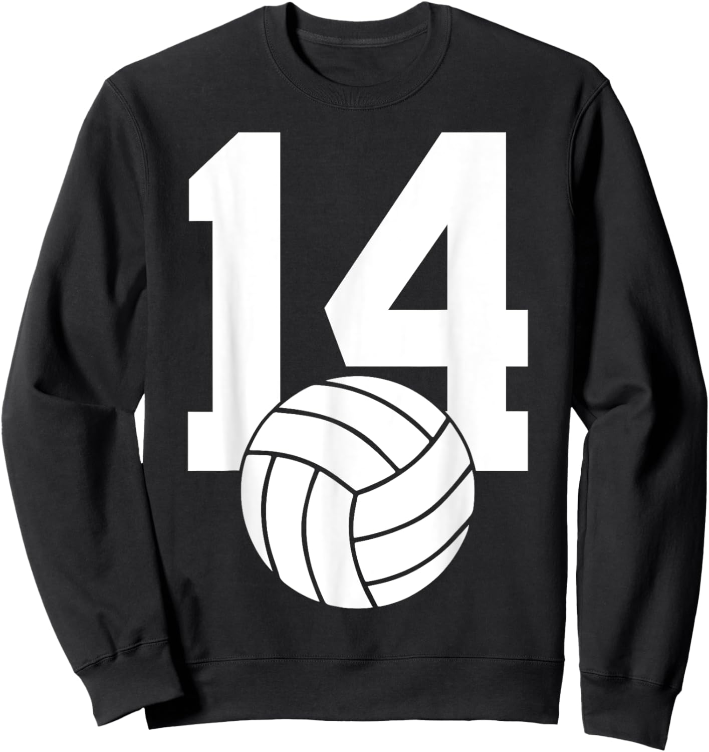 Number 14 Volleyball 14th Birthday Sweatshirt - Sweatshirt | Black