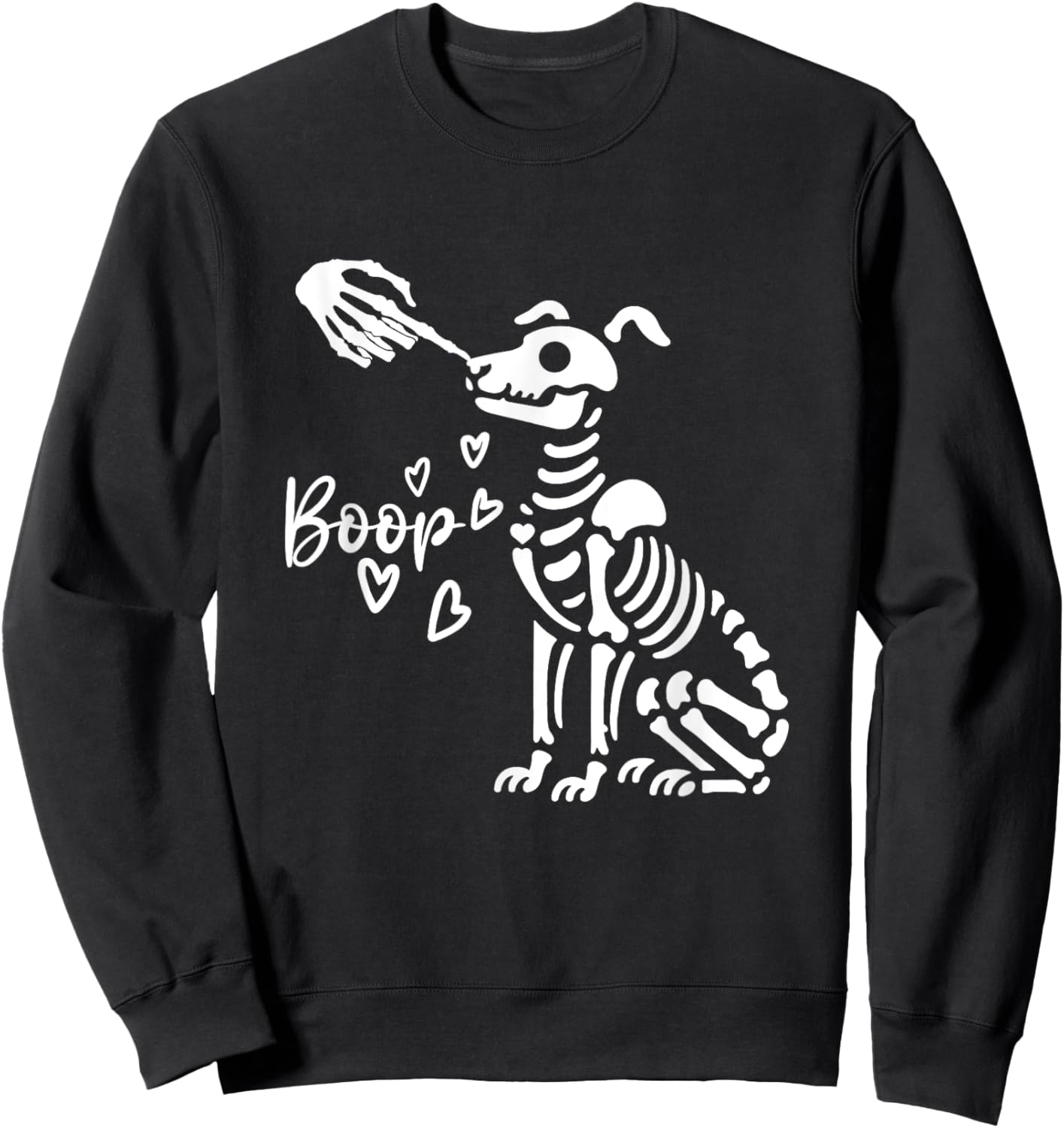Retro Cute Skeleton Hand Boop Dog Funny Halloween Sweatshirt - Sweatshirt | Black
