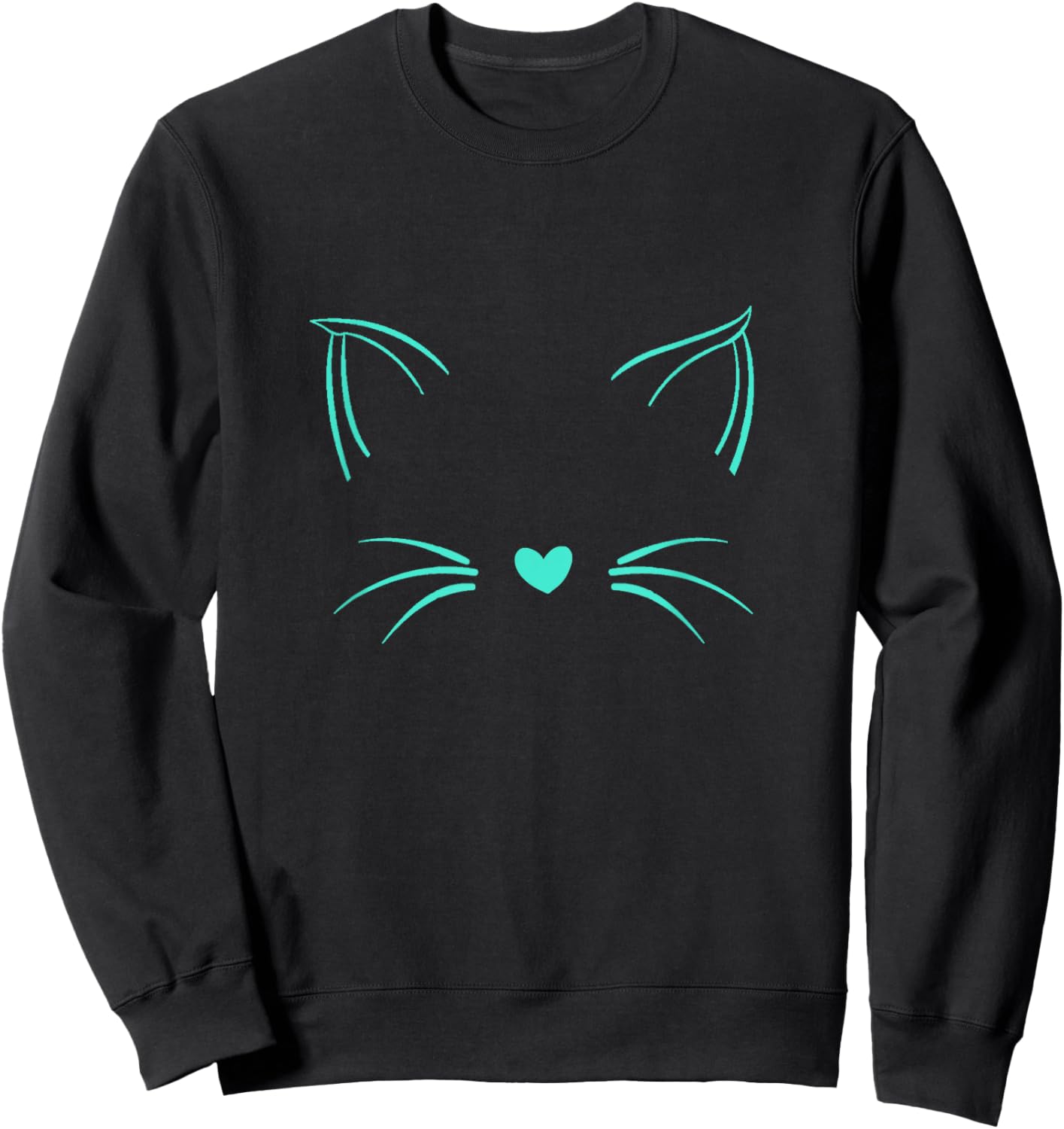 Light Teal Aqua Invisible Cat Light Teal Aqua Color Graphic Women Girls Kids Sweatshirt - Sweatshirt | Black