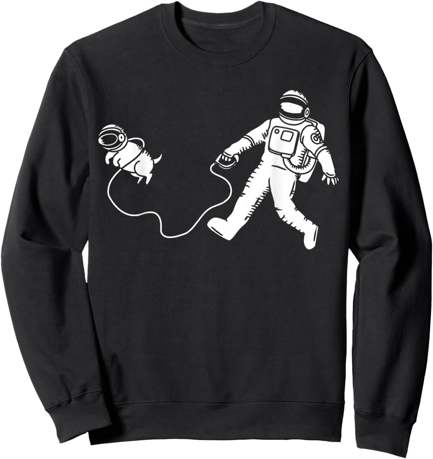 Funny Astronaut Walking Space Dog Science Outer Space Sweatshirt - Sweatshirt | Black