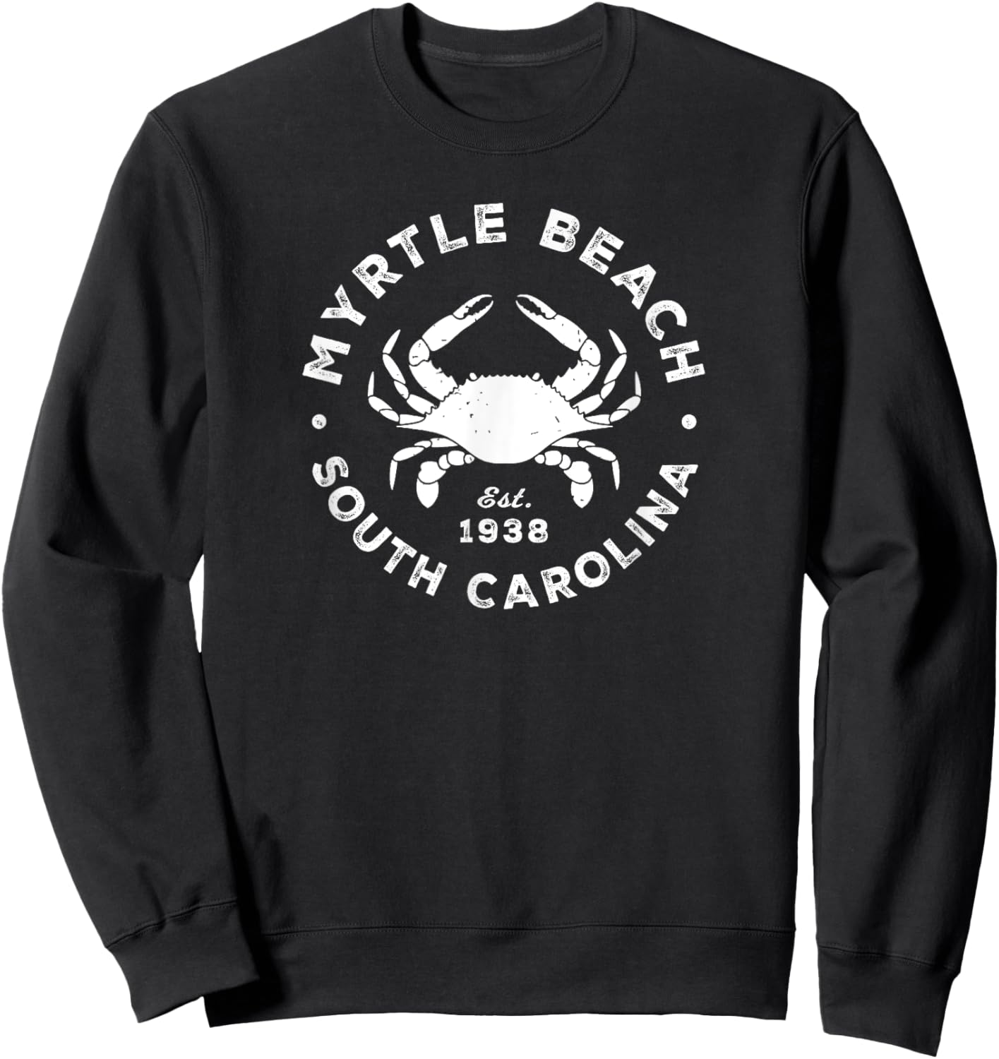 Myrtle Beach South Carolina Blue Crab Vacation Souvenir Sweatshirt - Sweatshirt | Black