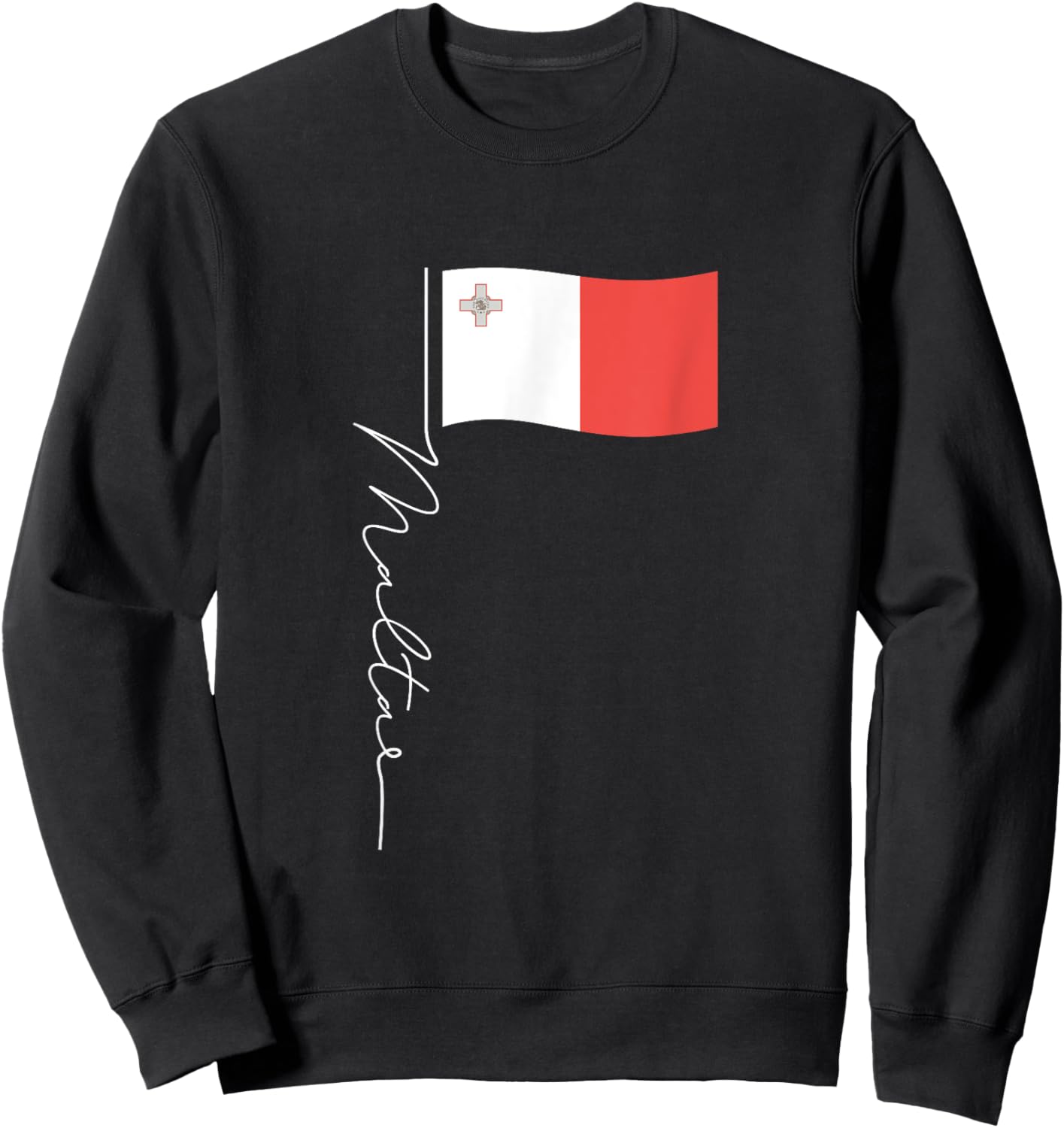 Malta Signature Flag Pole - Elegant Patriotic Maltese Flag Sweatshirt - Sweatshirt | Black