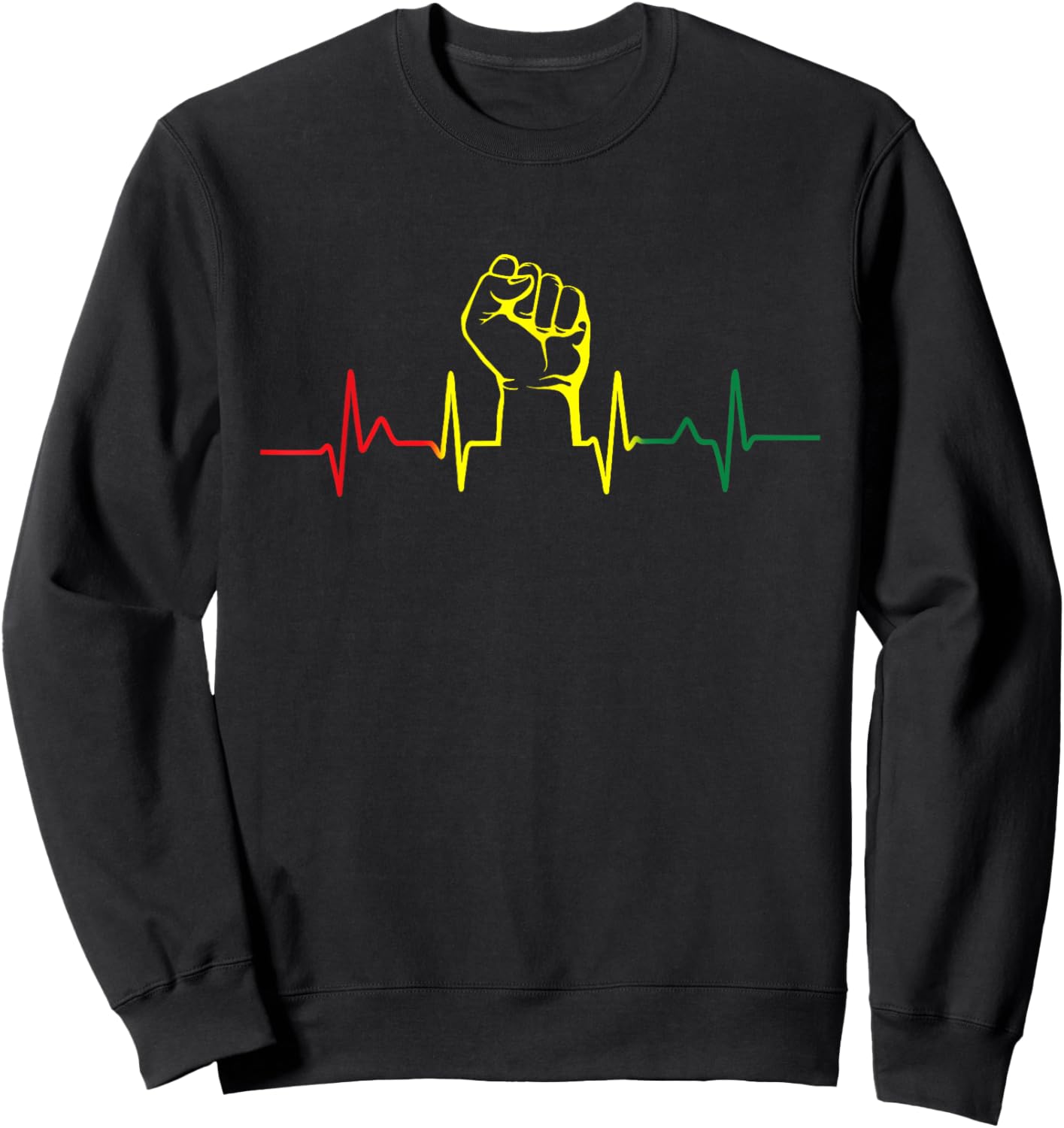 Black Power Fist Heartbeat African American Pride Men Women Sweatshirt - Sweatshirt | Black