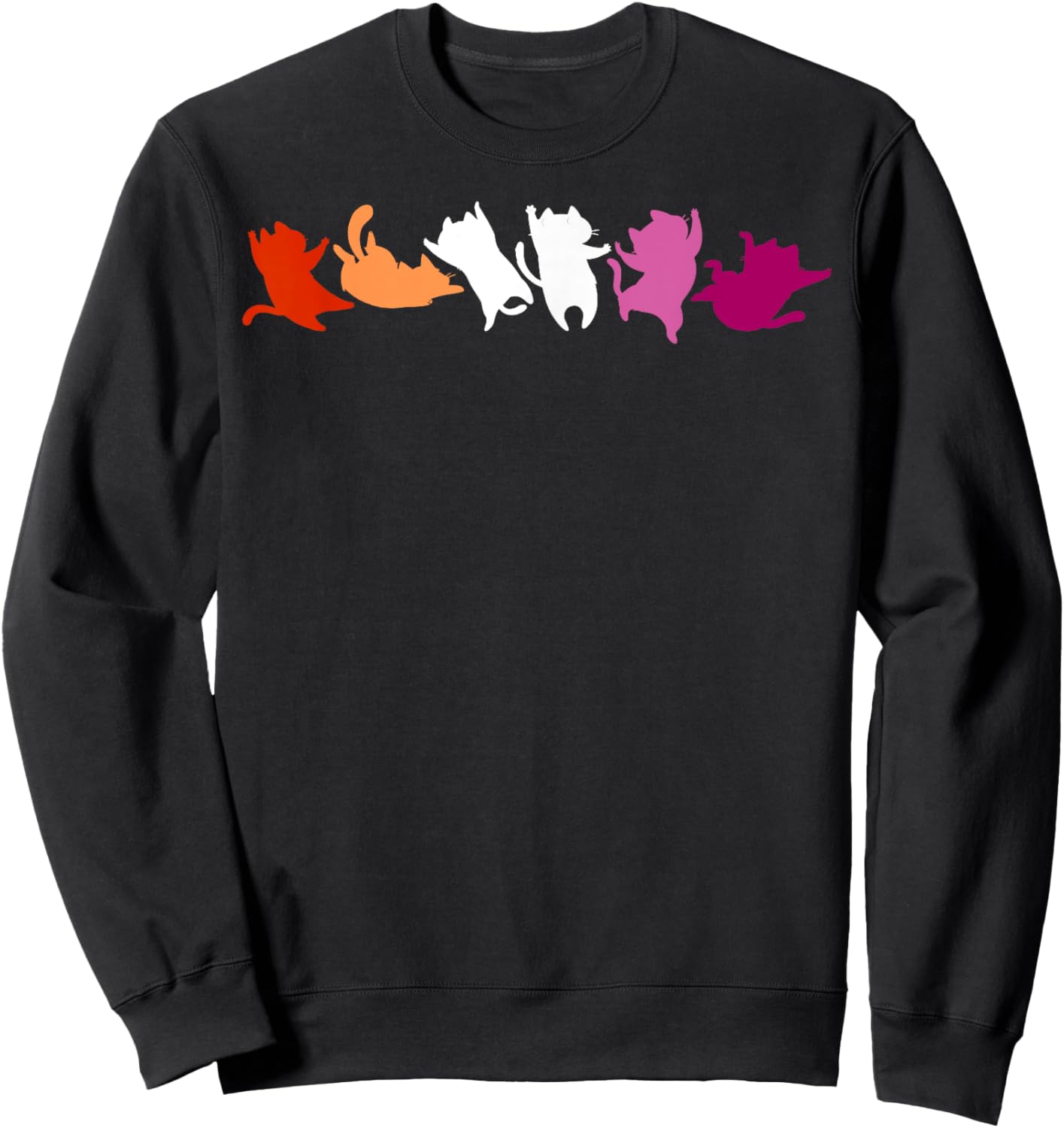Playful Cats in Lesbian Pride Colors Cute & Fun Sweatshirt - Sweatshirt | Black
