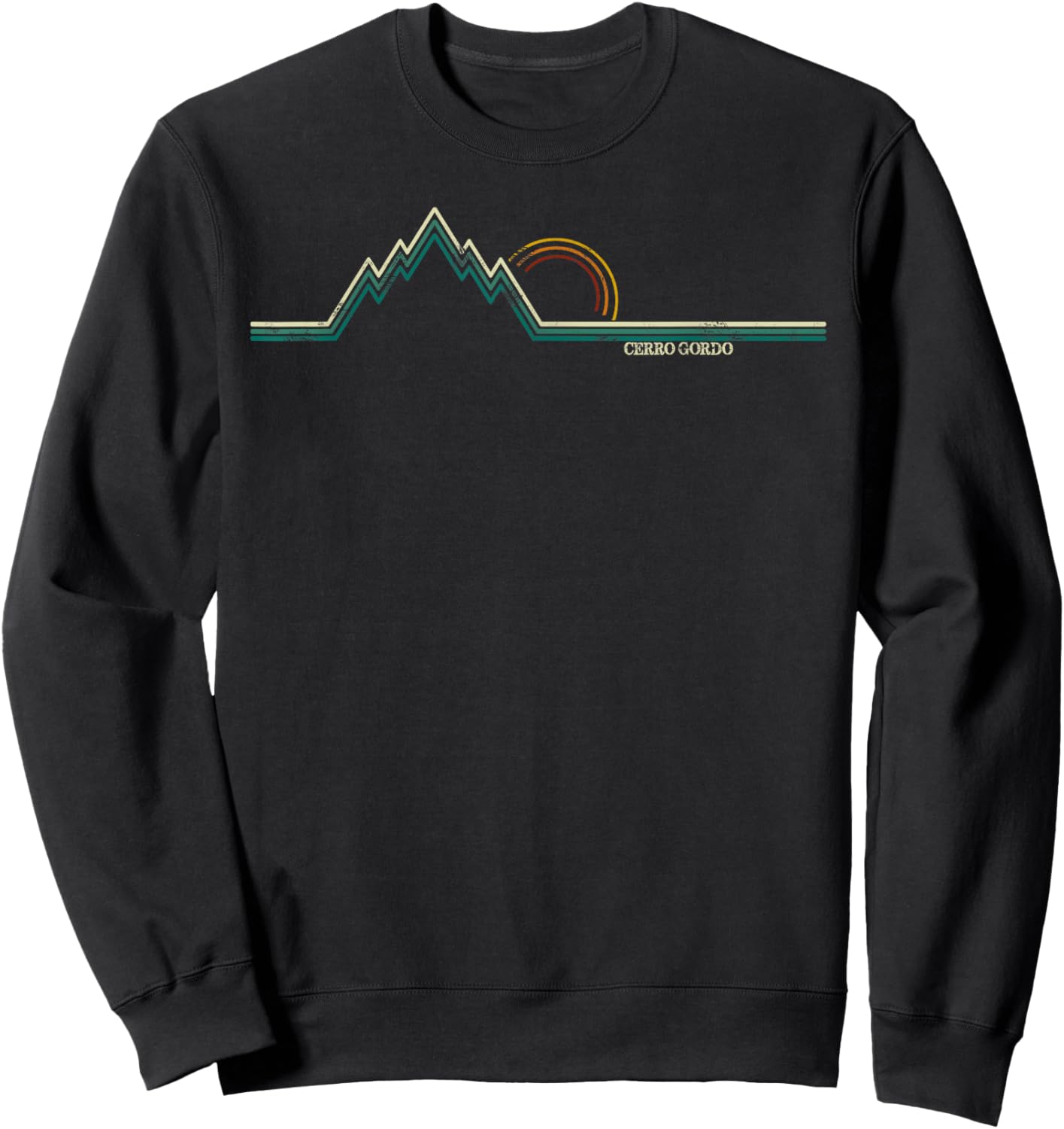 Retro Cerro Gordo, California Summer Hiking Sweatshirt - Sweatshirt | Black