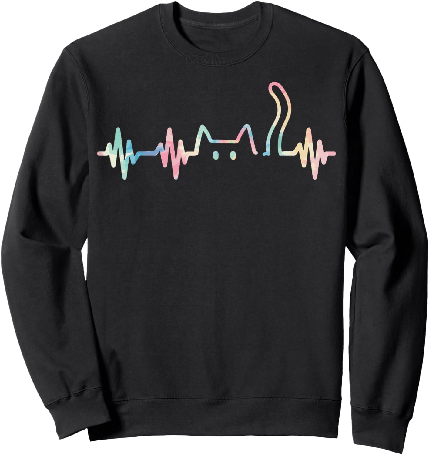 Cat Heartbeat Cute Kitten Kitty Pulse Women Girls Kids Men Sweatshirt - Sweatshirt | Black
