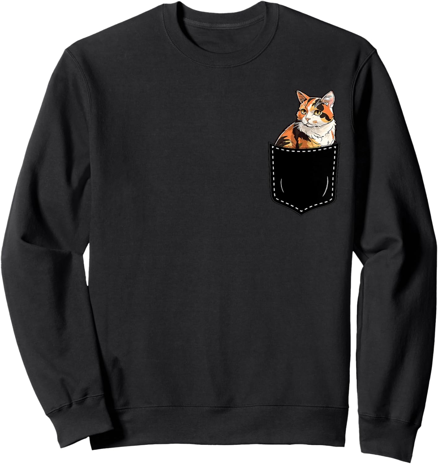 Calico Cat Kitten in Pocket Cute Calico Cat Lovers Women Girls Kids Sweatshirt - Sweatshirt | Black