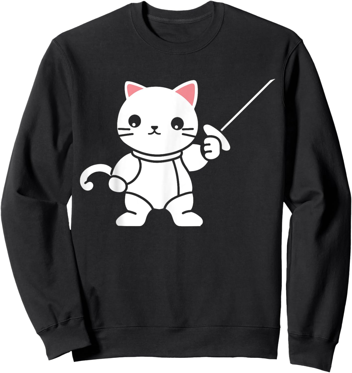 Fencing combat sport simple minimalist cat Fencing Women Kids Sweatshirt - Sweatshirt | Black