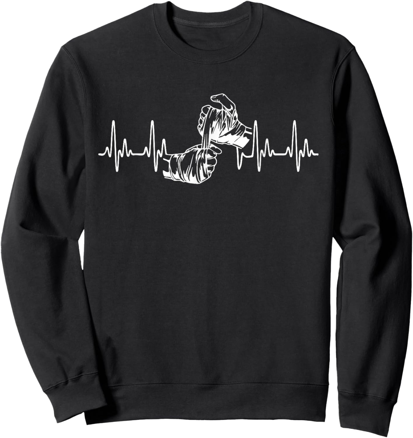 Bare Knuckle Boxing Heartbeat Boxing Hand Fighting Sport Sweatshirt - Sweatshirt | Black