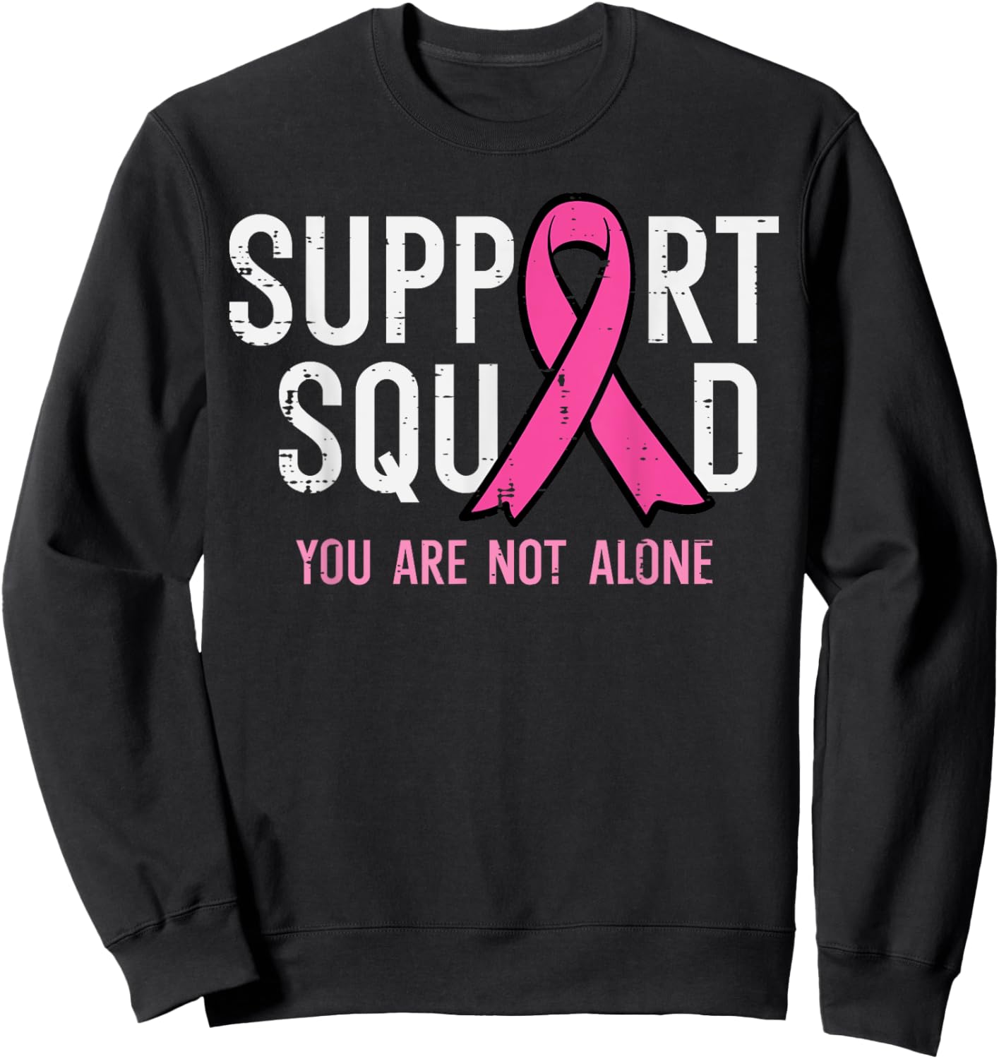 Breast Cancer Ribbon Support Squad Awareness Men Women Kids Sweatshirt - Sweatshirt | Black