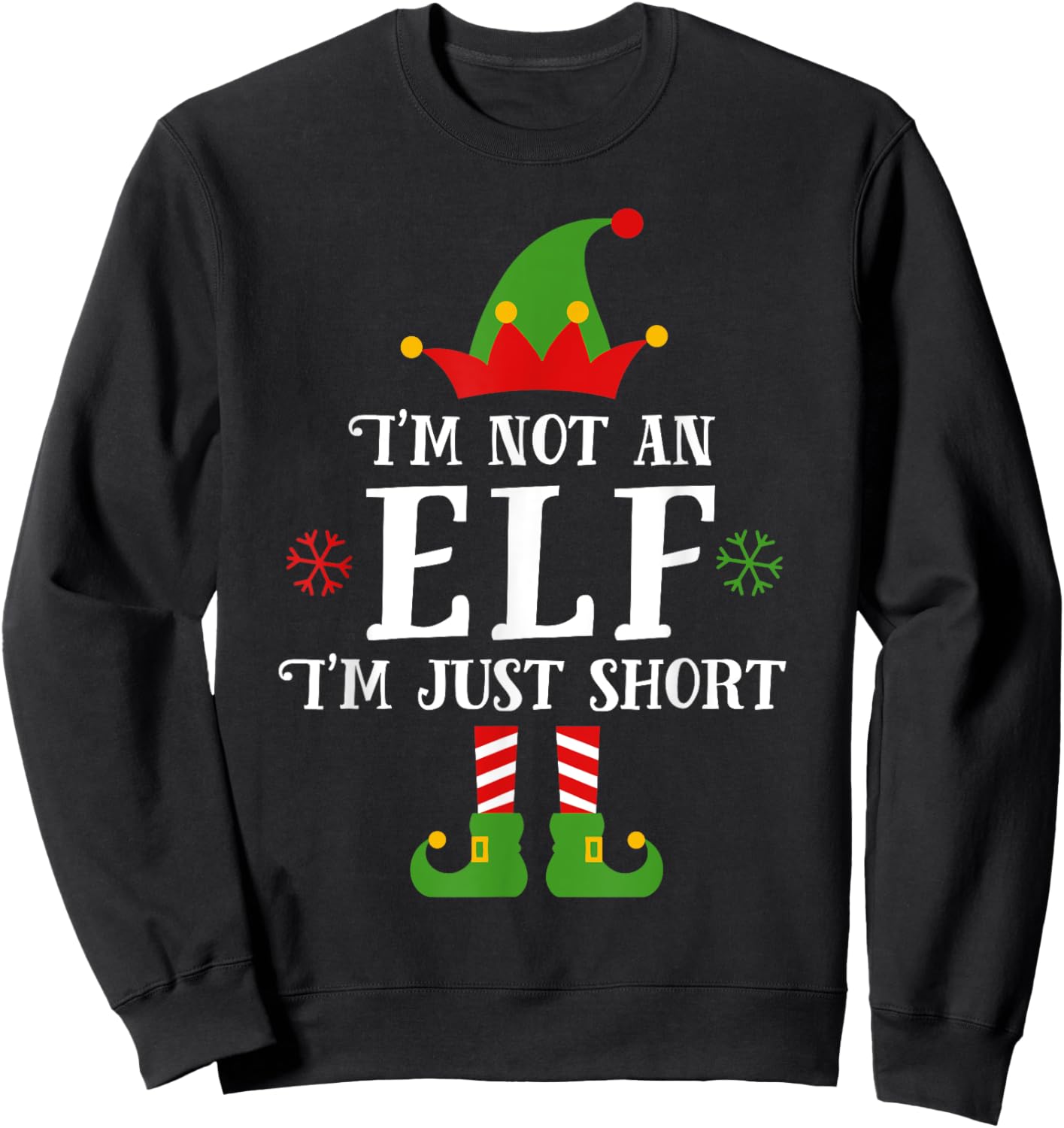Im Not An Elf Family Christmas Pjs Matching Men Women Kids Sweatshirt - Sweatshirt | Black