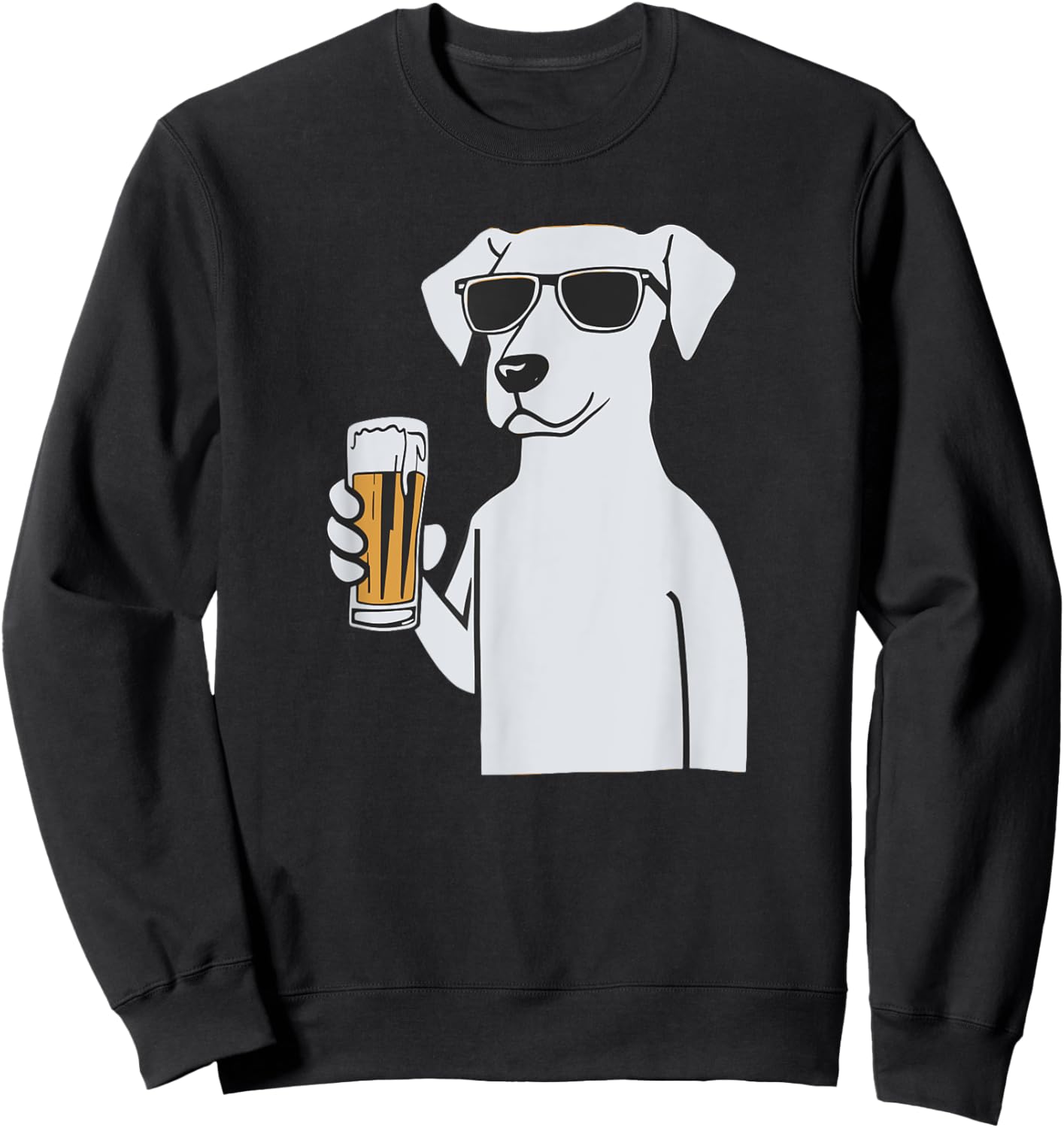 Cool Dog Sunglasses Drinking Beer Dogs Men Women Sweatshirt - Sweatshirt | Black