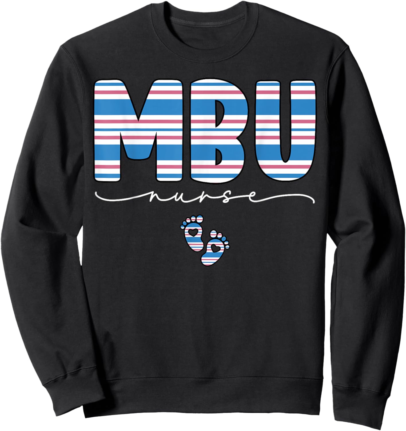 Swaddle MBU Nurse Hospital Mother Baby Unit Blanket Striped Sweatshirt - Sweatshirt | Black