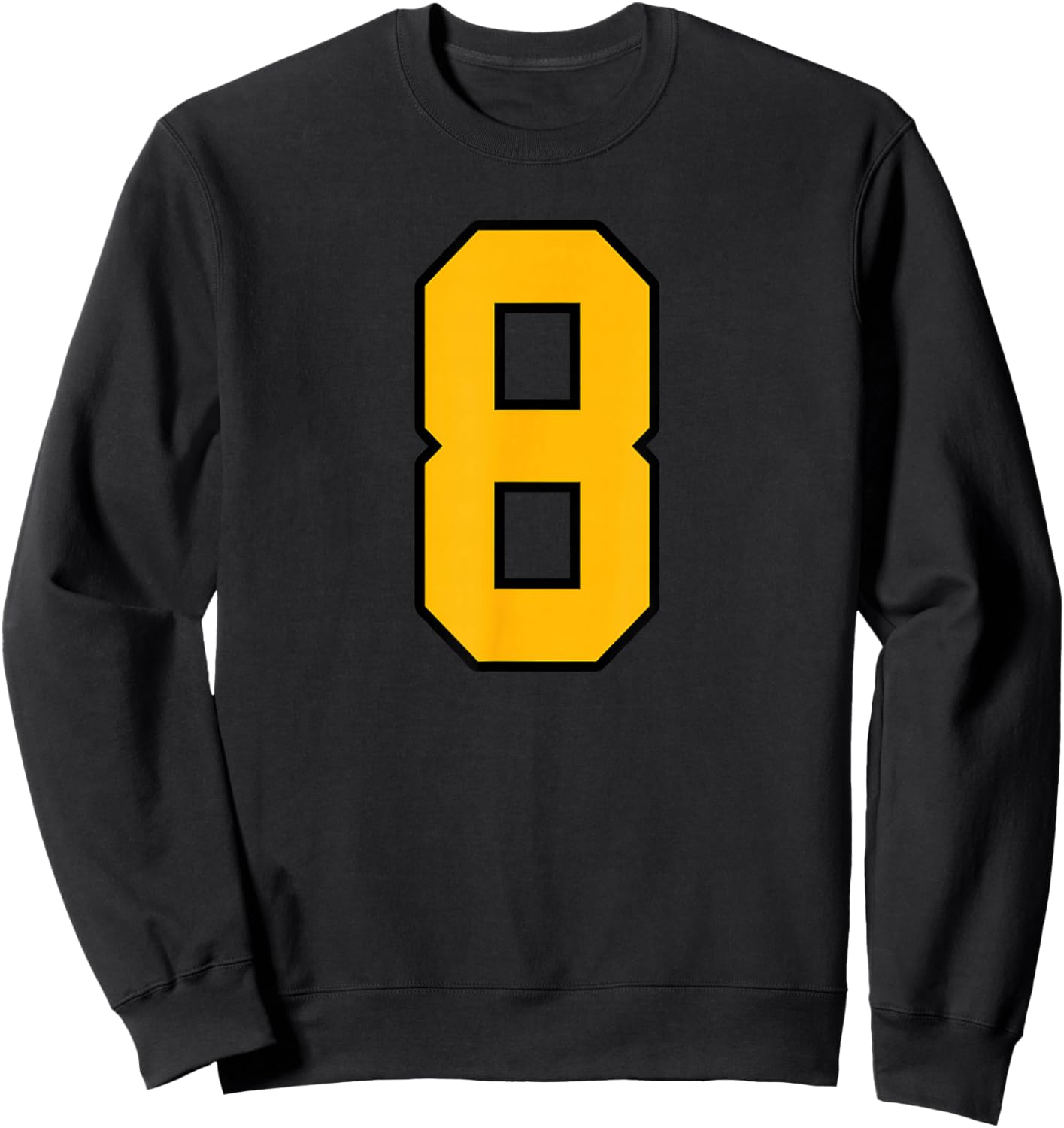 Gold and Black Sports Number 8 Jersey Uniform Player Sweatshirt - Sweatshirt | Black