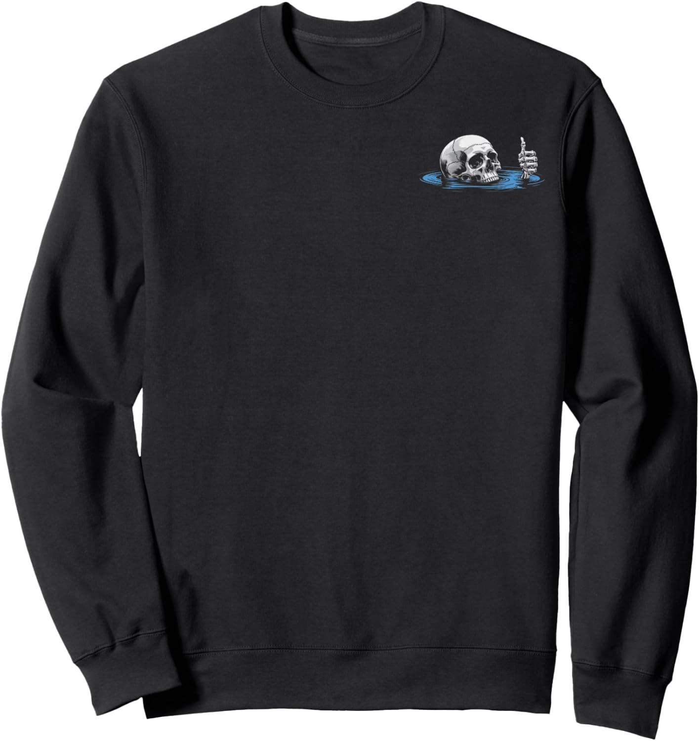 (2 Sided) I'm Fine Skeleton Drowning Vintage Humor Quote Sweatshirt - Sweatshirt | Black