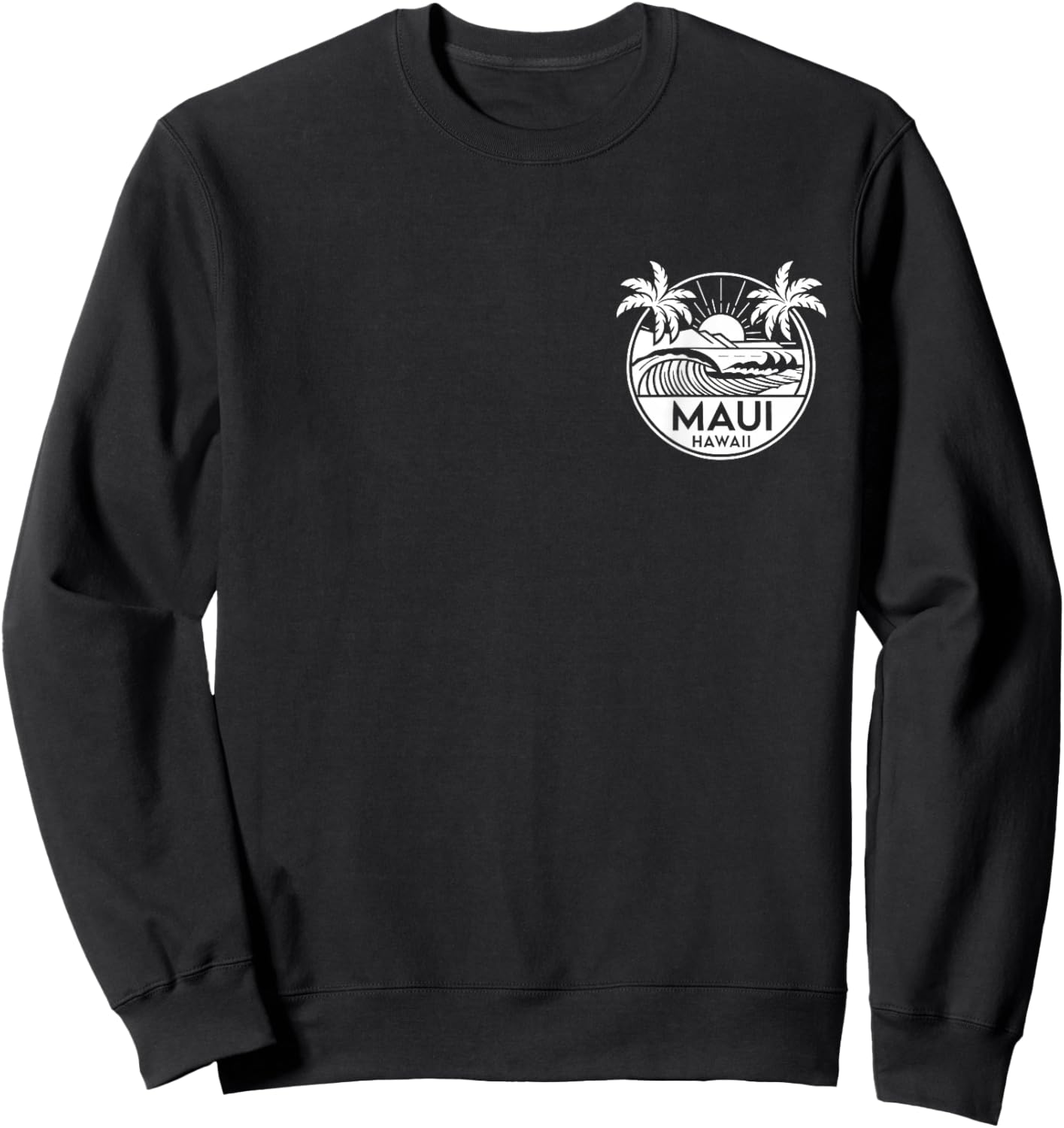 Maui Hawaii Front and Back Beach Surf Sweatshirt - Sweatshirt | Black