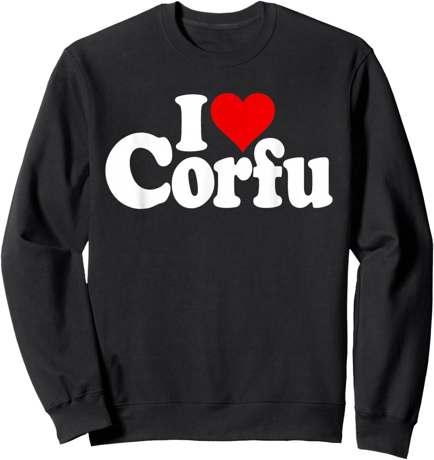 I Love Heart Corfu Greece Greek Islands Ionian Sea Sweatshirt - Sweatshirt | Black
